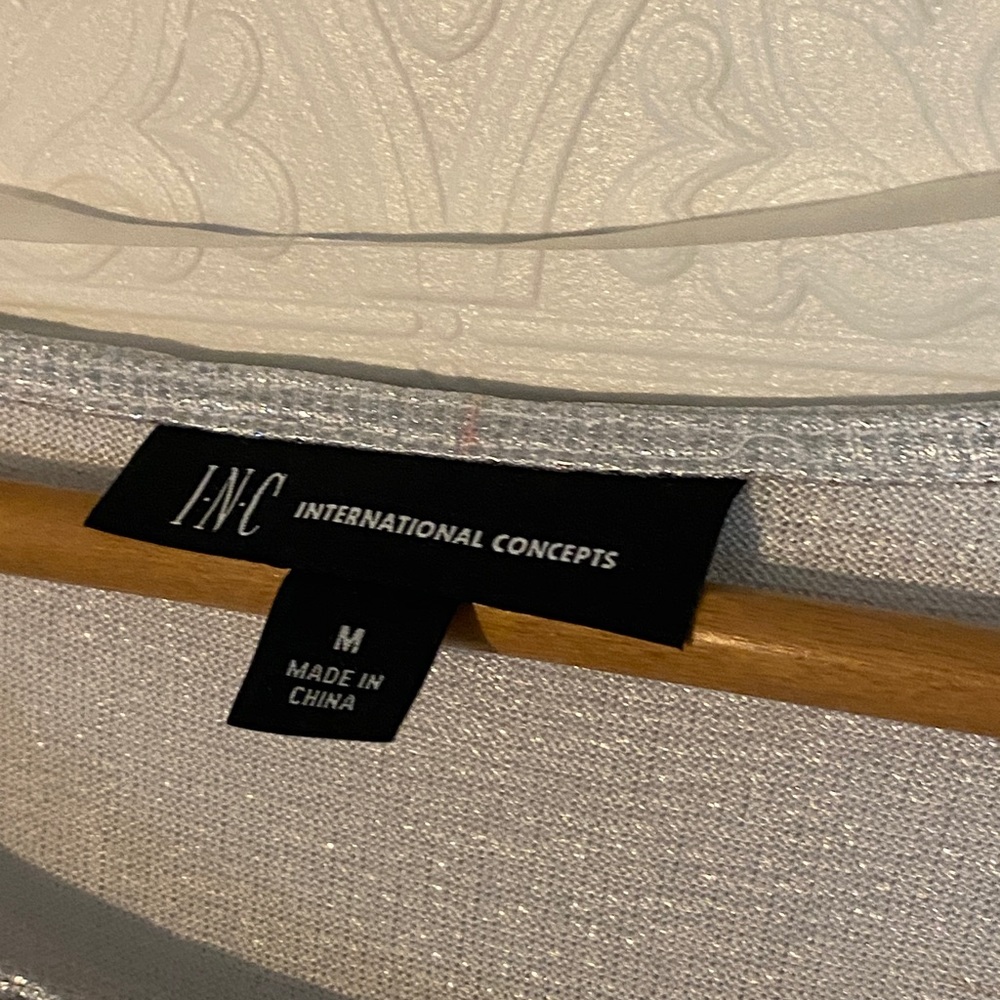 INC International Concepts | Silver Metallic Blouse | Medium - Picture 5 of 5